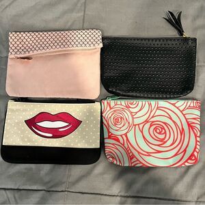 Ipsy Set of 4 Makeup Cosmetic Pouch Zippered Bags